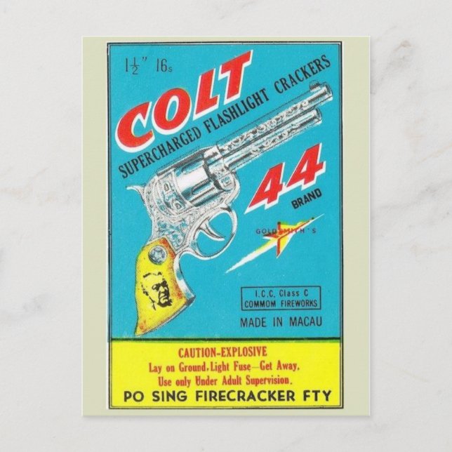 Vintage Firecracker Package Postcard (Front)