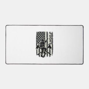 Vintage Firefighter Flag Fight Shirt Design_1 Desk Mat