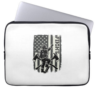 Vintage Firefighter Flag Fight Shirt Design_1 Laptop Sleeve