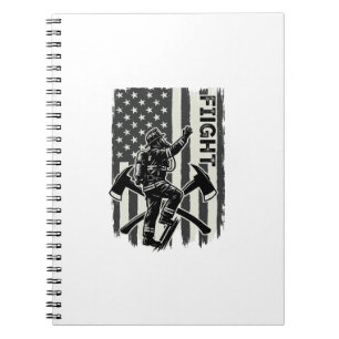 Vintage Firefighter Flag Fight Shirt Design_1 Notebook