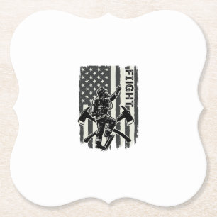 Vintage Firefighter Flag Fight Shirt Design_1 Paper Coaster