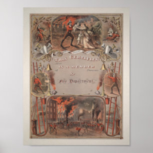 Vintage Fireman’s Certificate - 1877 Poster