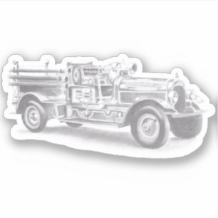 vintage firetruck pencil sketch fireman drawing