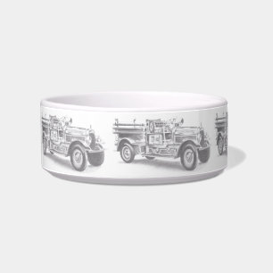 vintage firetruck pencil sketch fireman drawing bowl