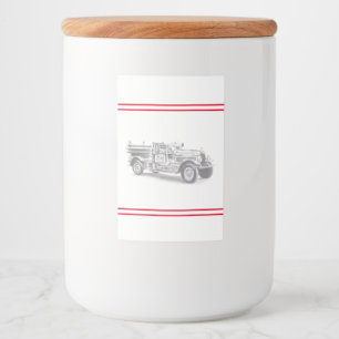 vintage firetruck pencil sketch fireman drawing food label