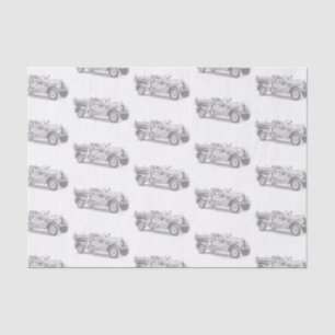 vintage firetruck pencil sketch fireman drawing  tissue paper