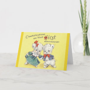 Vintage First Anniversary Greeting Card