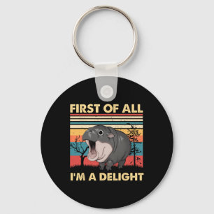 Vintage First Of All I'm A Delight Moo Deng Ba Key Ring