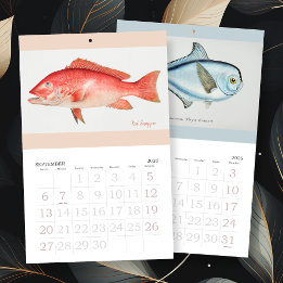 Vintage Fish Art Any Year Calendar