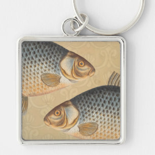 Vintage Fish Artwork Drawing Key Ring