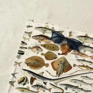 Vintage Fish by Adolphe Millot Beach Towel