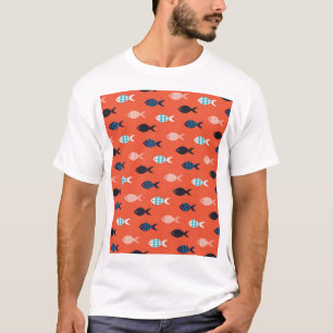 Vintage fish, coral red pattern. T-Shirt