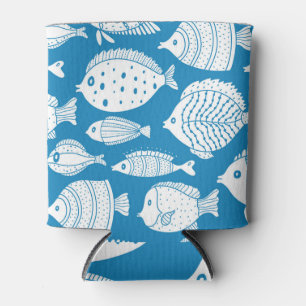Vintage Fish: Decorative Illustration Set. Can Cooler