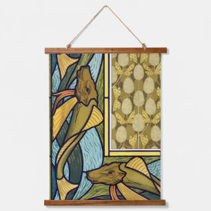 Vintage Fish Dragonlfly Leaves Nature art Hanging Tapestry