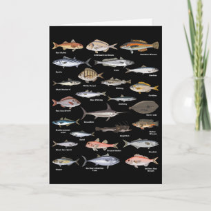 Vintage Fish Identification Chart Fishing  Card