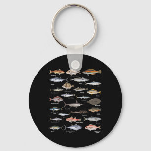 Vintage Fish Identification Chart Fishing Key Ring