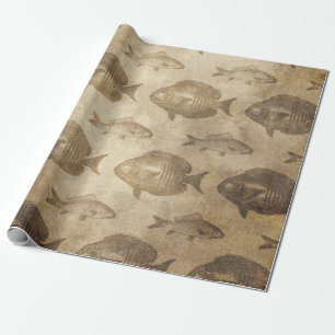 Vintage Fish on Brown Wrapping Paper