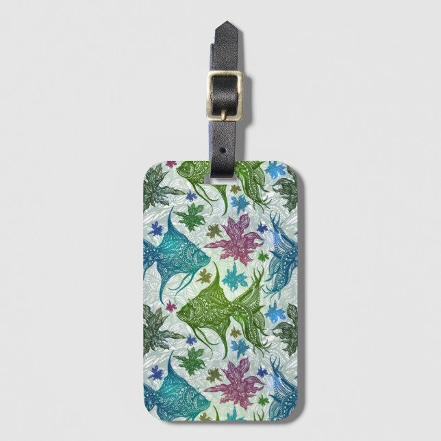 Vintage Fish Pattern Luggage Tag (Front Vertical)