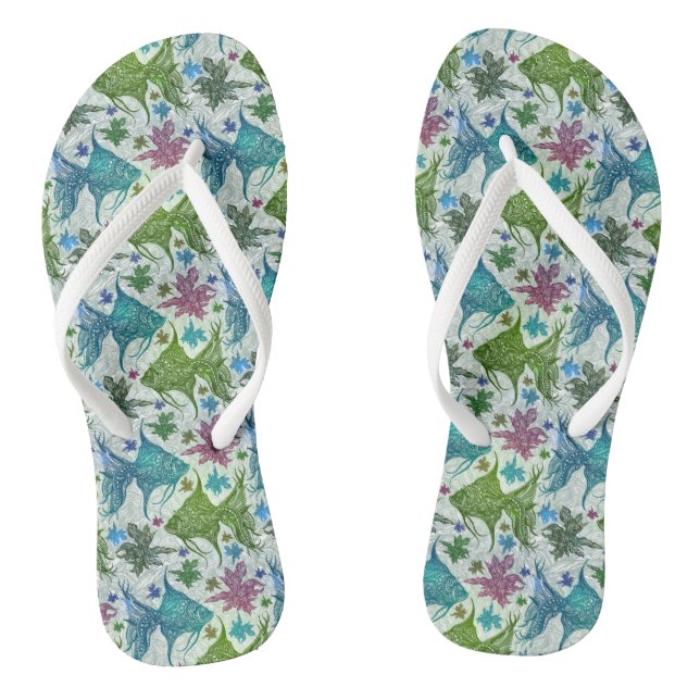 Vintage Fish Pattern Thongs (Footbed)