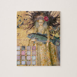 Vintage Fish Pisces Woman Renaissance Gothic Whims Jigsaw Puzzle