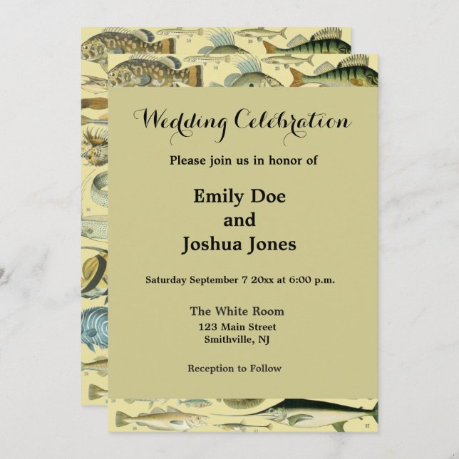 Vintage Fish Scientific Fishing Art Invitation (Front/Back)