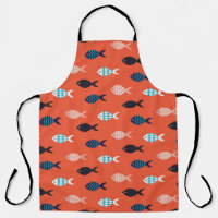vintage fish seamless pattern. Shoal of fish in ro