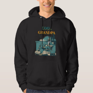 Vintage Fisherman On The Dock Retro Fishing Design Hoodie