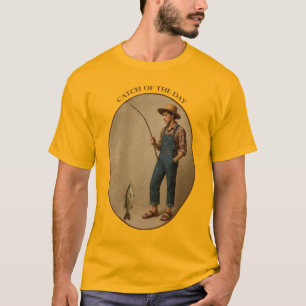 Vintage Fisherman with a Branch Pole and Fish URM T-Shirt