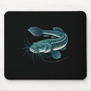 Vintage Fishing Artwork Walking Catfish Mouse Pad
