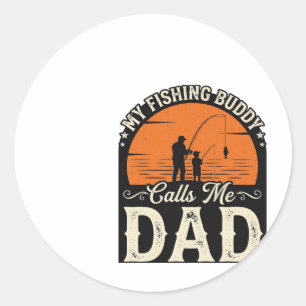 Vintage Fishing Buddy Dad Shirt Design_1 Classic Round Sticker