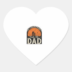 Vintage Fishing Buddy Dad Shirt Design_1 Heart Sticker
