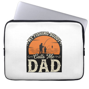Vintage Fishing Buddy Dad Shirt Design_1 Laptop Sleeve