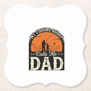 Vintage Fishing Buddy Dad Shirt Design_1 Paper Coaster