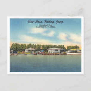 Vintage Fishing Camp Longboat Key Sarasota Florida Postcard