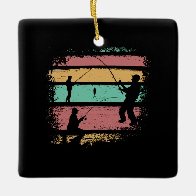 Vintage Fishing Ceramic Ornament (Front)