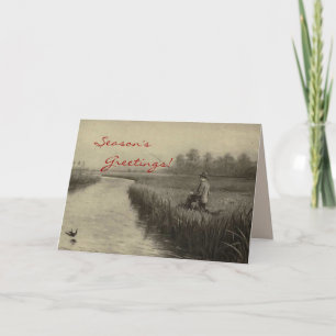 Vintage Fishing Christmas Holiday Card