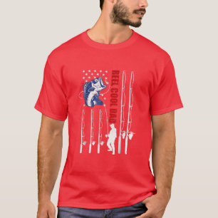 Vintage Fishing Dad Usa Flag Reel Cool Dad Fathers T-Shirt