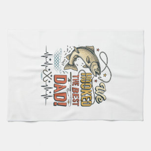 Vintage Fishing Dad We Hooked the Best Dad Vector_ Tea Towel