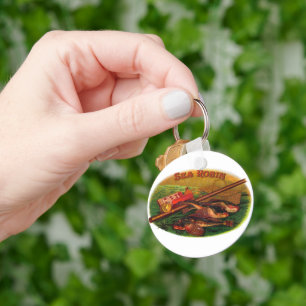 Vintage Fishing Gear Cigar Label Art, Sea Robin Key Ring