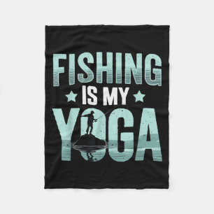 Vintage Fishing Is My Yoga Relaxation Men Fishing Fleece Blanket