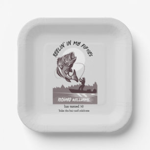 Vintage Fishing Lake Fisherman 50th Birthday Paper Plate