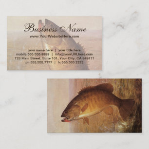 Vintage Fishing, Leaping Smallmouth Bass on Line Business Card