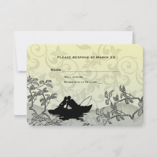 Vintage Fishing Lovers Tree Blue Yellow RSVP Card