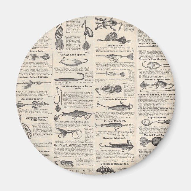 Vintage Fishing Lures: Antique 1900s Fisherman Magnet (Front)