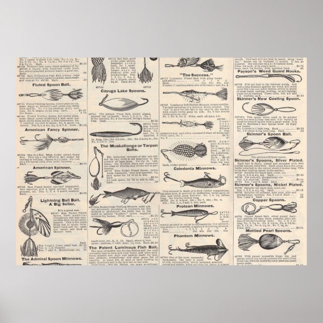 Vintage Fishing Lures: Antique 1900s Fisherman Poster (Front)