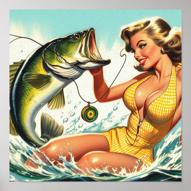 Vintage Fishing Pin-up Poster (Front)