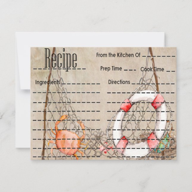 Vintage Fishing Recipe Card (Front)