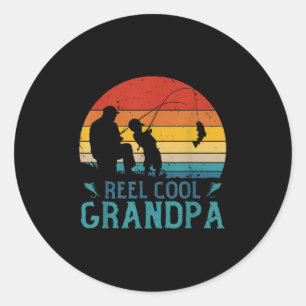 Vintage Fishing Reel Cool Grandpa Fisherman Father Classic Round Sticker