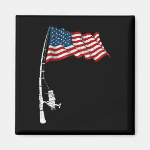 Vintage Fishing Rod American Flag Funny Fishing 4t Magnet