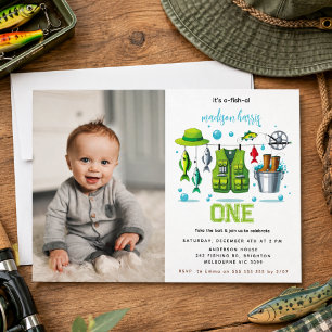 Vintage Fishing Rod "O-Fish-Ally One" 1st Birthday Invitation